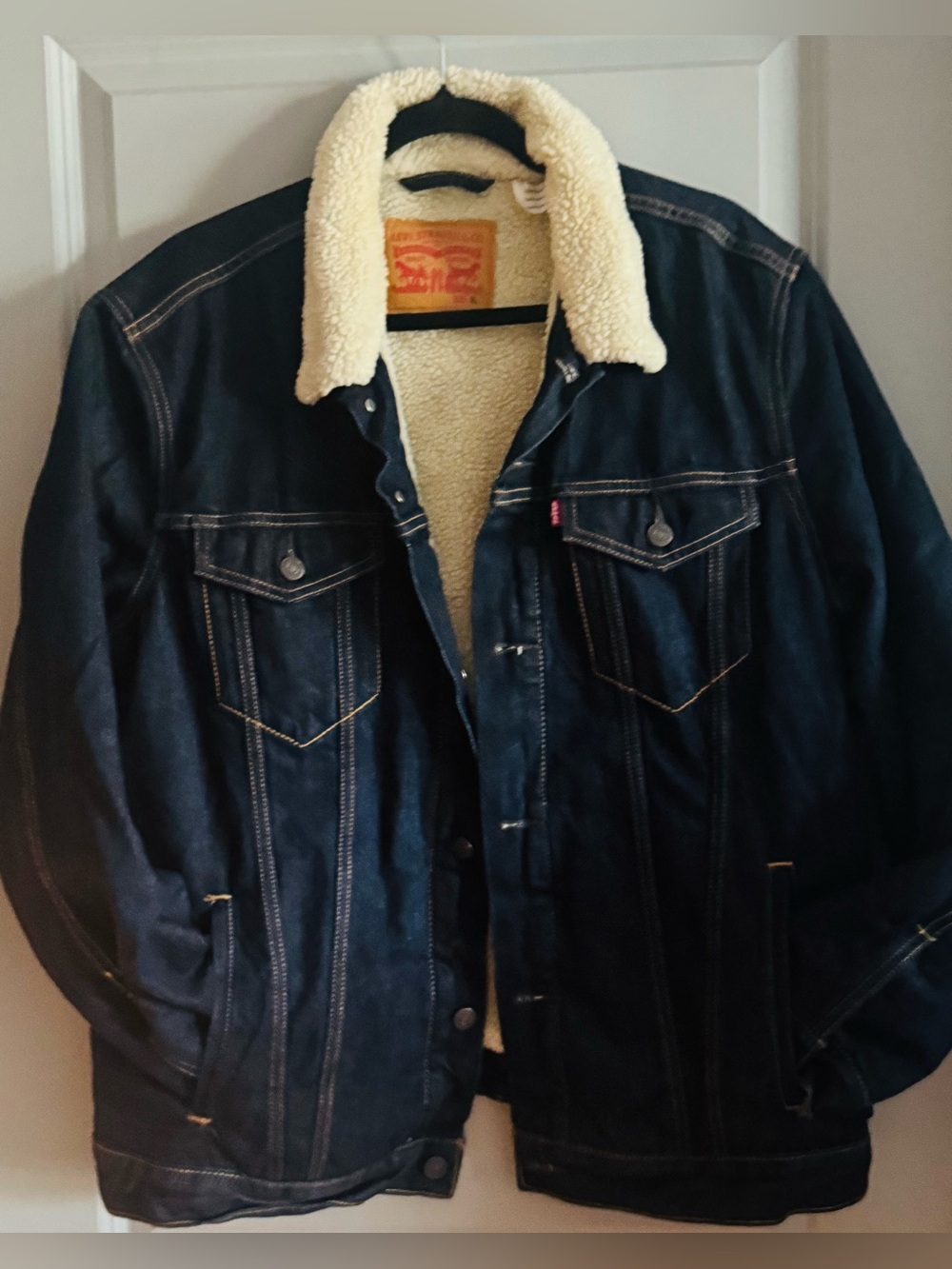 Men’s Levi's Dark Blue Denim Sherpa Collar Jacket XL